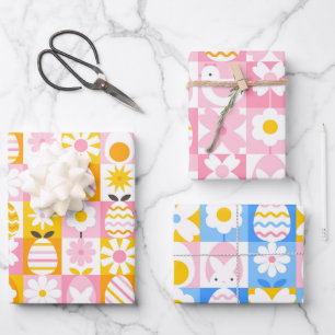 Süße Frühlings-Oster-Patchwork  Geschenkpapier Set