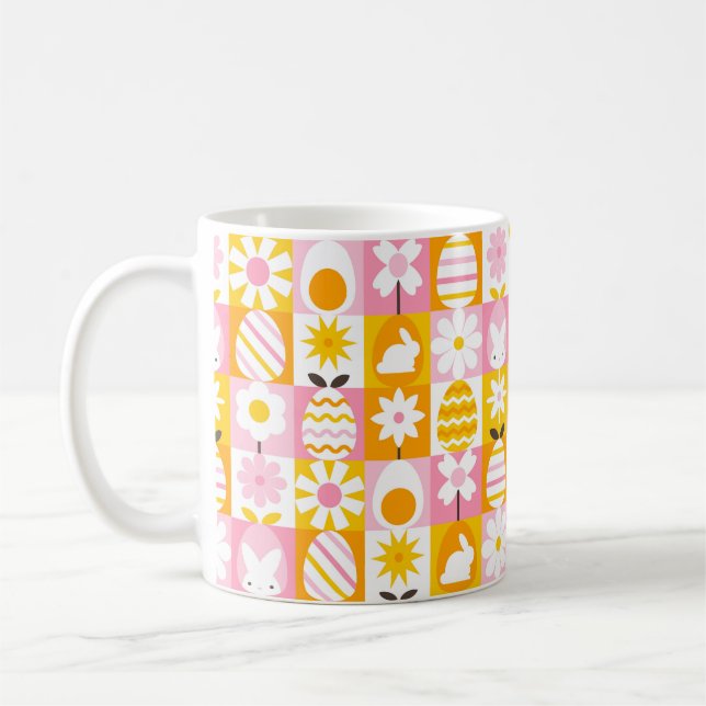 Süße Frühlings-Oster-Patchworkarbeit  Kaffeetasse (Links)