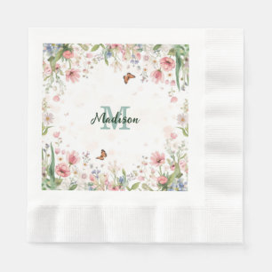 Süße Frühlingsblumen Wildblumenstrauß Schmetterlin Serviette