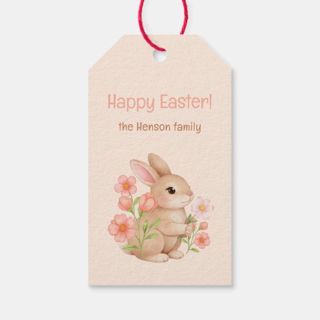 Süße Frühlingshasen & Blumengarten  Geschenkanhänger (Rückseite)