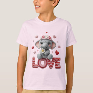 Süße Frühlingsliebe-Elefanten-Häkel-Nursery-Design T-Shirt