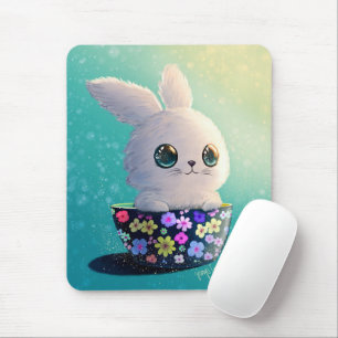 Süße Frühlingswildtiere Wächter: Häschen in Blüte Mousepad