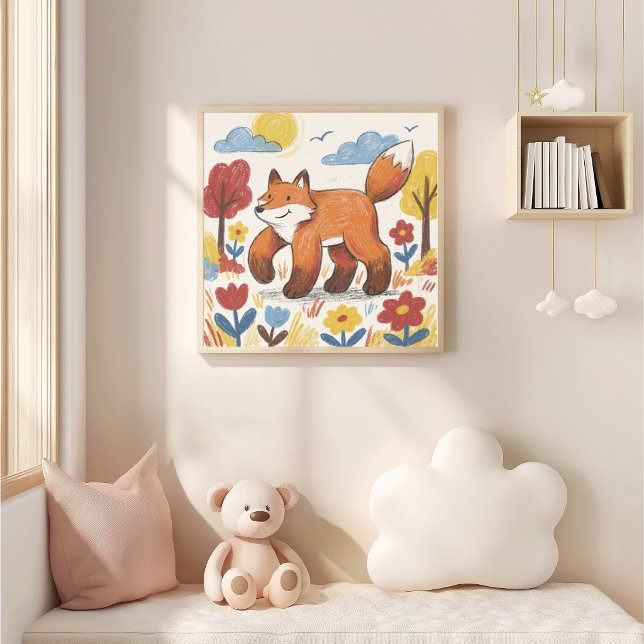 Süße Fuchs-Creide-Zeichnung Kind Poster (Von Creator hochgeladen)