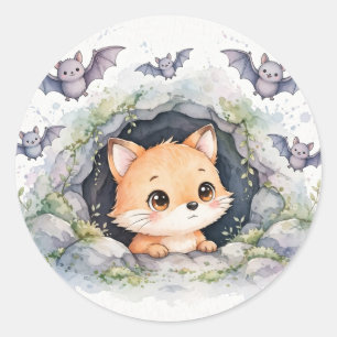 Süße Fuchs-Fledermaus-Höhlenfreunde Runder Aufkleber