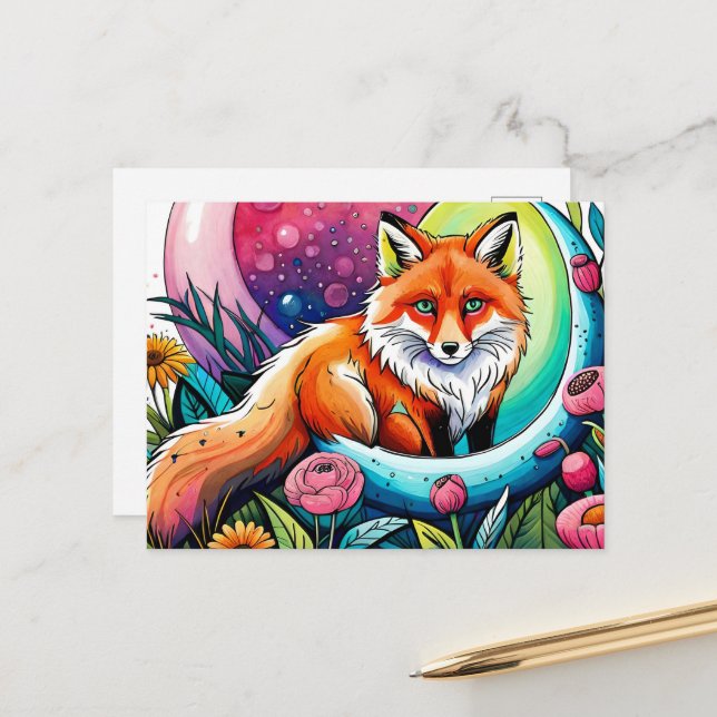 Süße Fuchs Tierliebhaber  Postkarte (Vorderseite/Rückseite Beispiel)