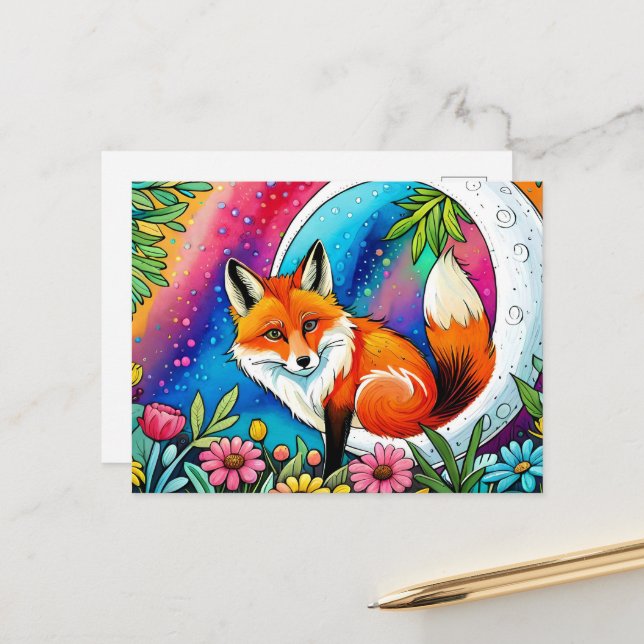 Süße Fuchs Tierliebhaber  Postkarte (Vorderseite/Rückseite Beispiel)