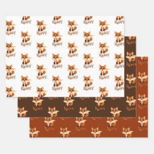 Süße Fuchs-Zitate „Füchse machen mich glücklich“ Geschenkpapier Set