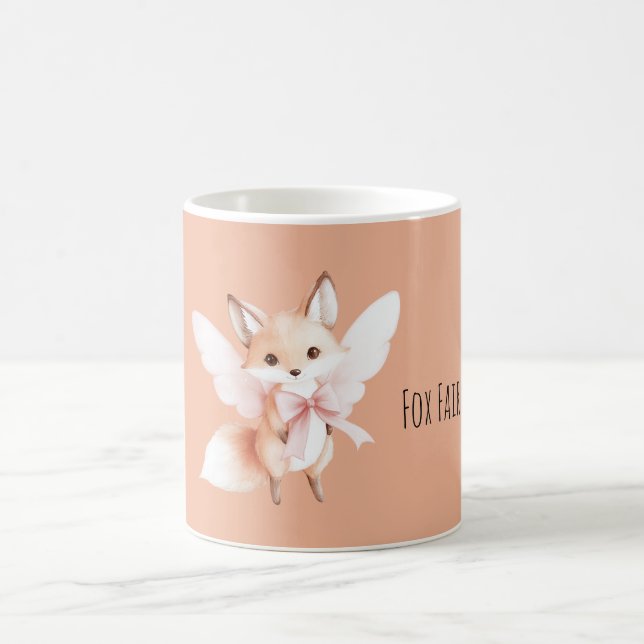 Süße Fuchsfee mit rosa Flügeln Kaffeetasse (Mittel)