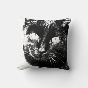 Süße funky Schwarz-Weiß-Katzen-Kätzchen-Skizze Kissen