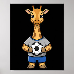 Süße Fußball-Giraffe Footbyll-Spieler Tier Sport Poster