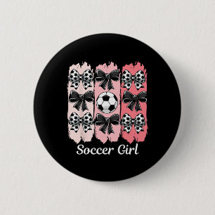 Süße Fußball Mädchen Coquette Schleife Fußball Mäd Button