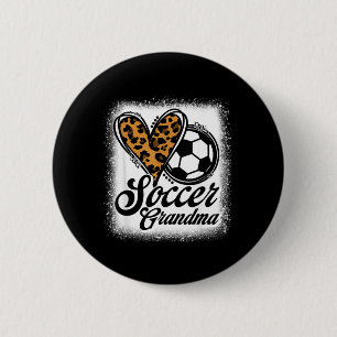 Süße Fußball-Oma Leopard Heart Button