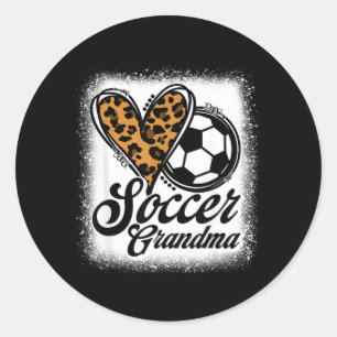 Süße Fußball-Oma Leopard Herz Runder Aufkleber