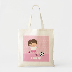 Süße Fußballerin Mädchen Rosa Personalisiert Tragetasche