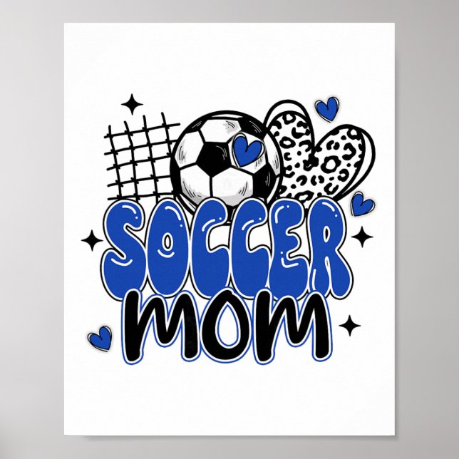 Süße Fußballmutter Leopard Lustiger Fußball Mama M Poster (Vorne)