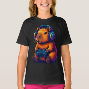 Süße Gamer-Capybara — mit Headset und Controller T-Shirt