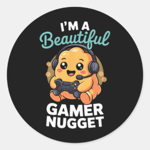 Süße Gamer Chicken Nugget Niedliche Gaming Essen L Runder Aufkleber