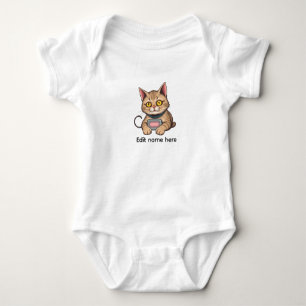 Süße Gamer-Kätzchen-Illustration mit niedriger Akk Baby Strampler