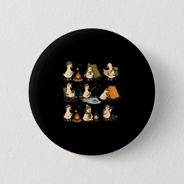 Süße Gans Camping lustige Outdoor-Freunde Camping Button (Vorderseite)