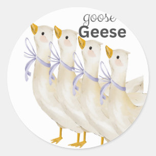 Süße Gans & Gänse Wasserfarbillustration Runder Aufkleber