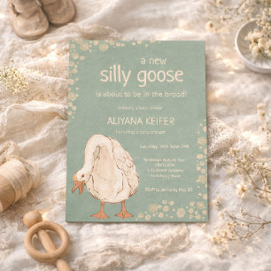 Süße Gans Minimal Boho Grüne Babyparty Einladung