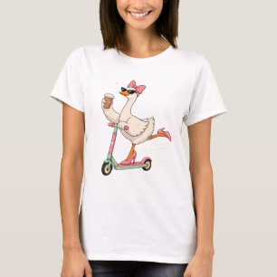 Süße Gans mit Kaffee-Roller-Grafikdesign T-Shirt
