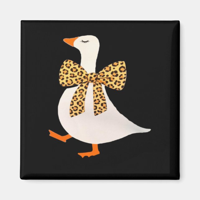 Süße Gans Tante Leopard Schleife Lustiger Tierlieb Magnet (Vorne)
