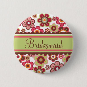 Süße Gänseblümchen Blumen Brautjungfer Hochzeitsbu Button
