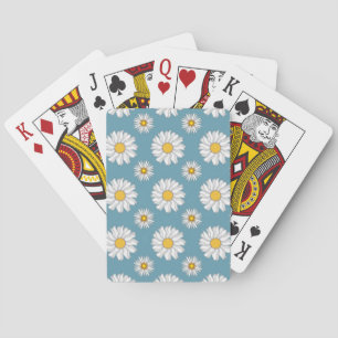Süße Gänseblümchen und Blumen Weiß und Blau Spielkarten