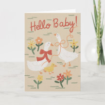 Süße Gänsefamiliarie Grußkarte für neue Babys