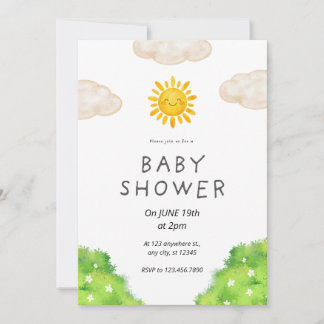 Süße Garten-Einladung zur Babyparty mit Sonnensche Einladung