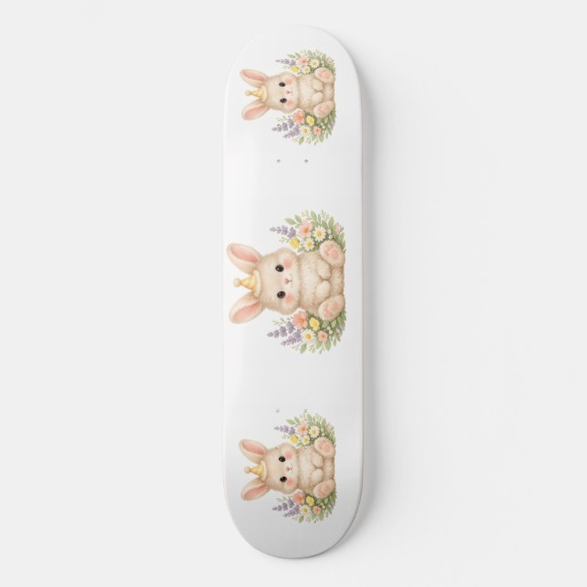 Süße Garten-Hasen-Wasserfarben-Kunst Skateboard (Vorderseite)