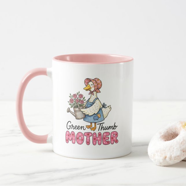 Süße Gartenarbeit Mütter Gans Wortkunst  Tasse (Mit Donut)