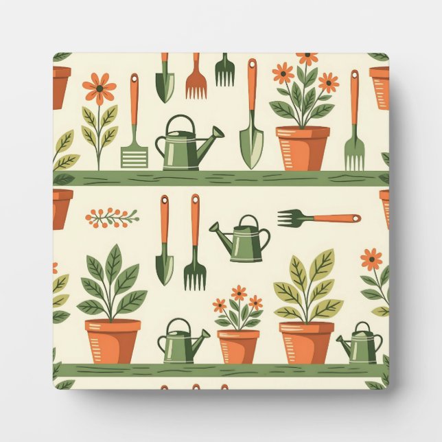 Süße Gartengeräte Floralmuster Cozy Fotoplatte (Vorderseite)