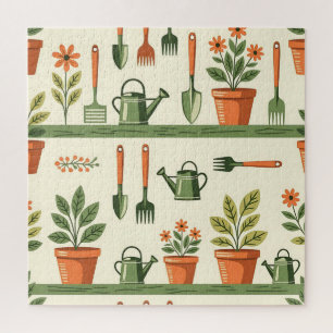 Süße Gartengeräte Floralmuster Cozy Puzzle