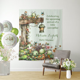 Süße Gartenparty für Baby mit Raupe Wandteppich