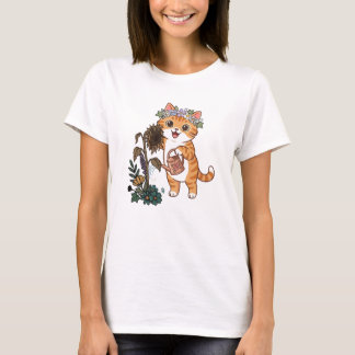 Süße Gärtnerkatze beim Gießen von Sonnenblumen Ill T-Shirt