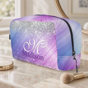 Süße gebürstete violette falsche Silber-Glitter-Mo Waschbeutel