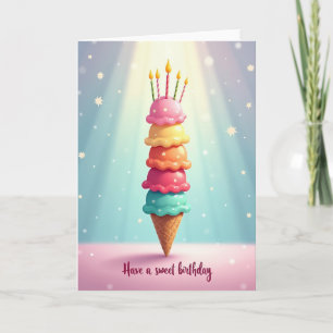 Süße Geburtstag-Eiscreme-Stack-Karte Karte