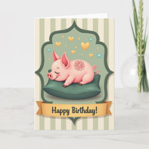 Süße Geburtstag-Schlafschweinekarte Karte