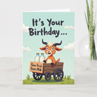 Süße Geburtstag-Ziegen-Karren-Karte