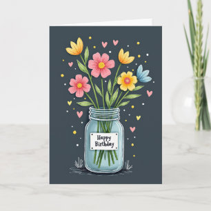 Süße Geburtstags-Blumen-Glas-Karte Karte