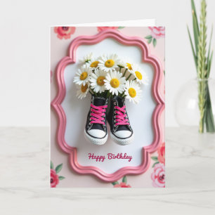 Süße Geburtstags-Gänseblümchen-Schuh-Karte Karte