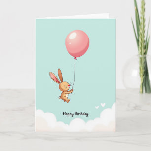 Süße Geburtstags-Hasen-Ballon-Karte Karte