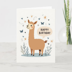 Süße Geburtstags-Llama-Kunstkarte Karte