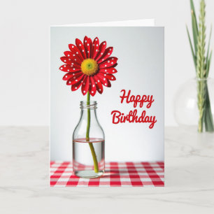 Süße Geburtstags-Polka-Dot-Blumenkarte Karte