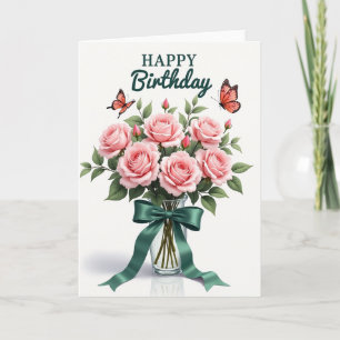 Süße Geburtstags-Rosencard mit Blush-Ton Karte