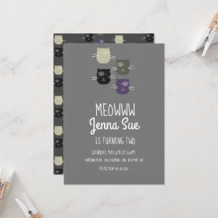 Süße Geburtstagsfeier für Kätzchen Graue Katze Ein Einladung