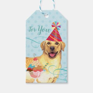 Süße Geburtstagsfeier Gelbe Labrador Geschenkanhänger