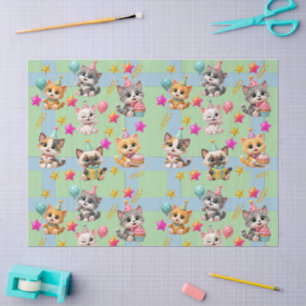 Süße Geburtstagsfeier-Katzen-Geschenkpapier Kawa Seidenpapier